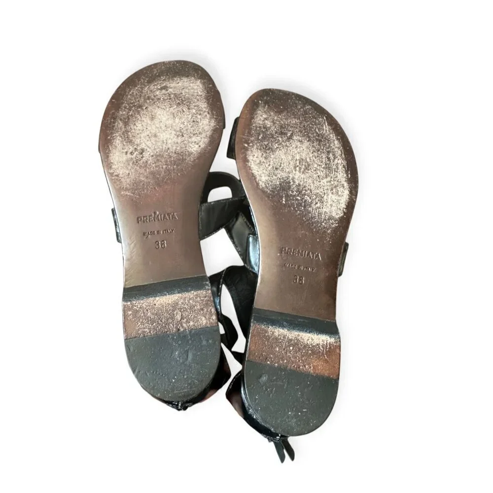 Premiata gladiator Sandals, Distressed Leather, Size 38 EU, Black, Y2K